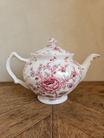 Théière ronde, verseuse vintage style shabby chic. Modèle rose chintz. Johnson Brothers. Made in England.