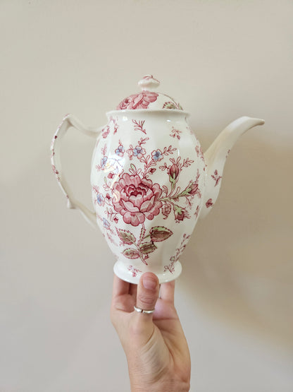 Verseuse cafetière ancienne johnson brothers modèle rose chintz shabby chic
