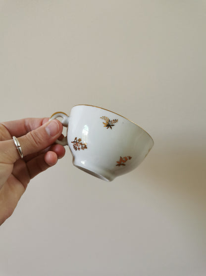 Service à café porcelaine S.F.P, blanc et doré