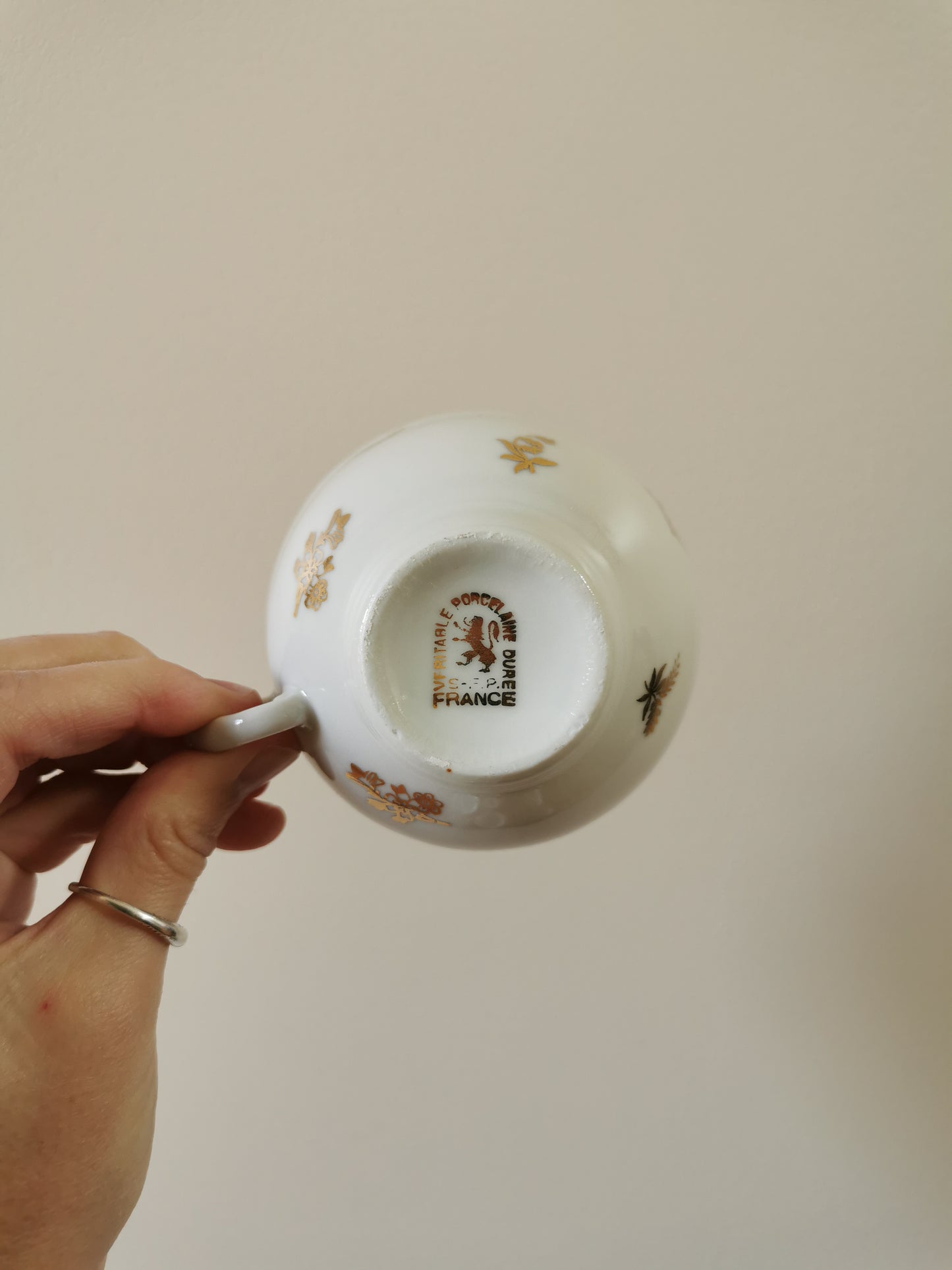 Service à café porcelaine S.F.P, blanc et doré