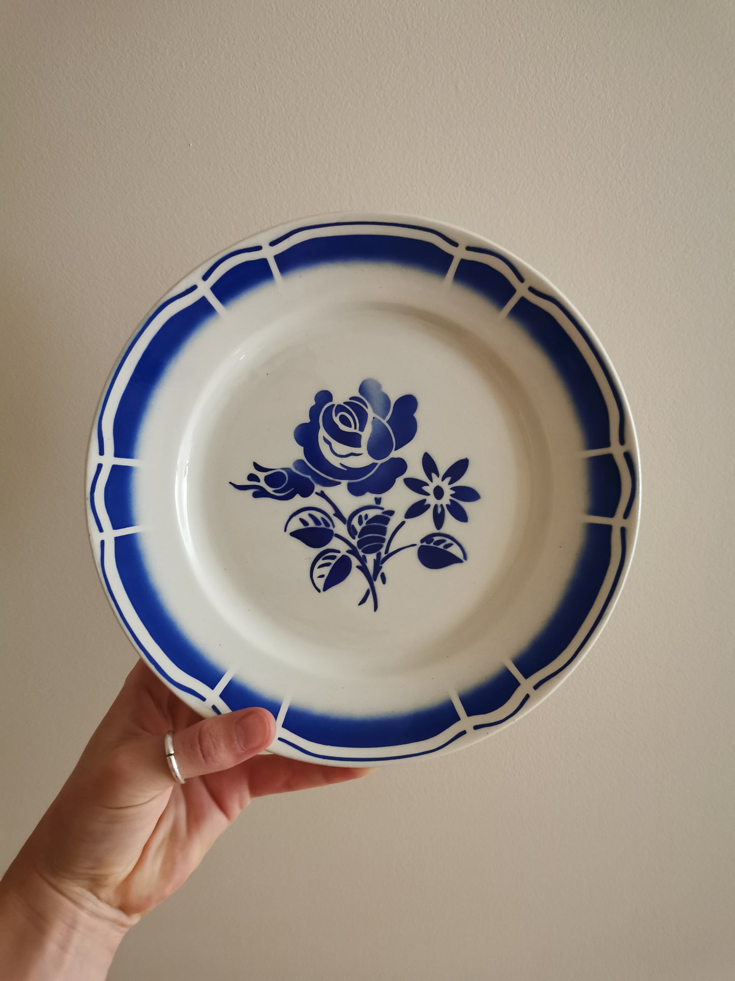 Assiettes plates Badonviller bleues