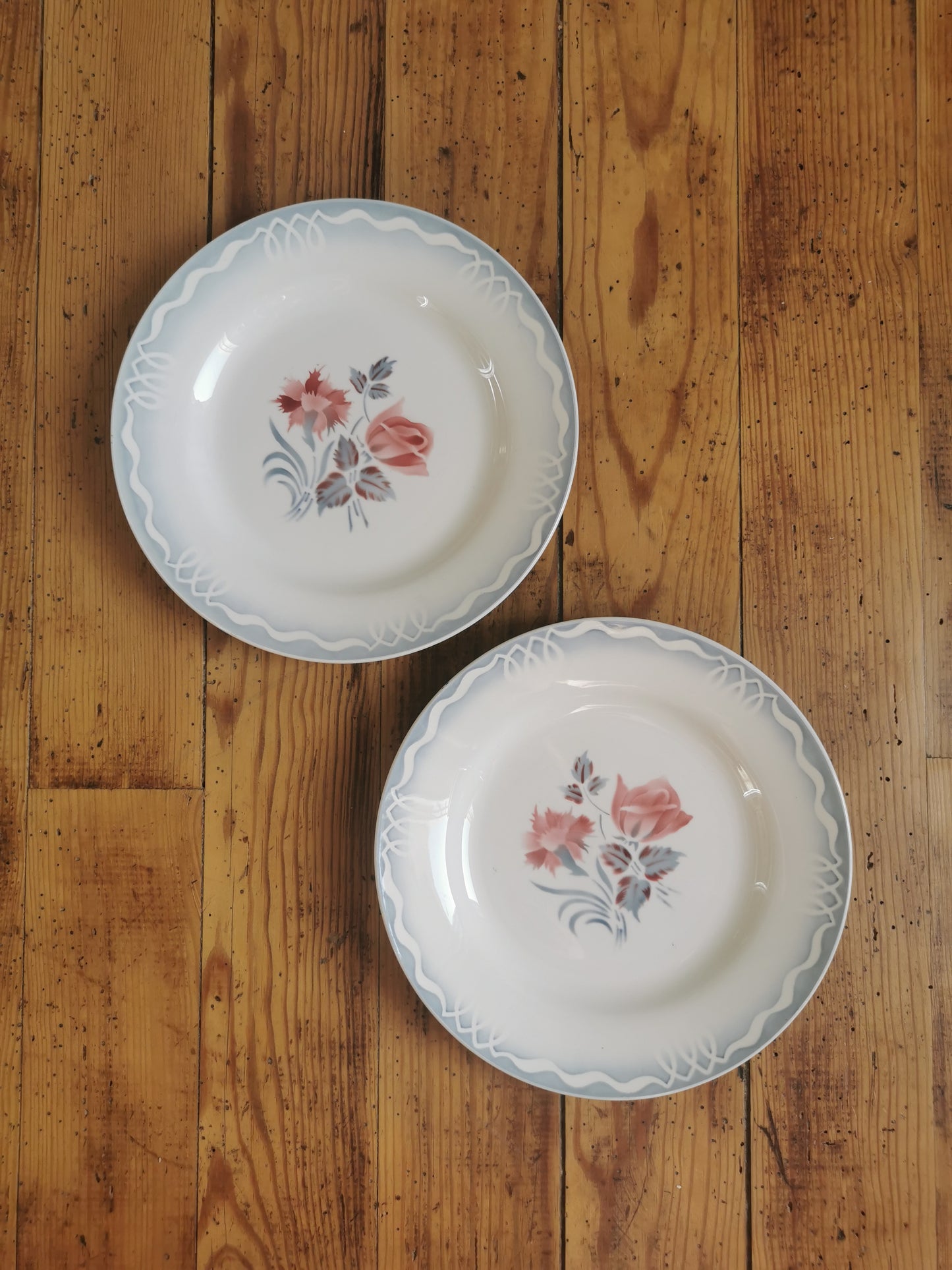 Assiettes plates rétro dépareillées