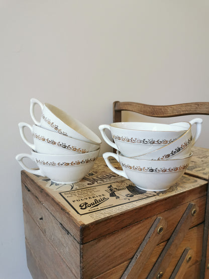 Tasses Moulin des Loups Orchies, blanc et doré