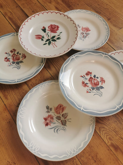 Assiettes plates rétro dépareillées