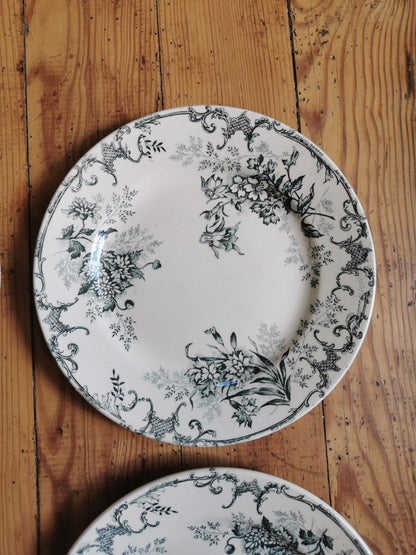 Assiettes à dessert en terre de fer, H.C