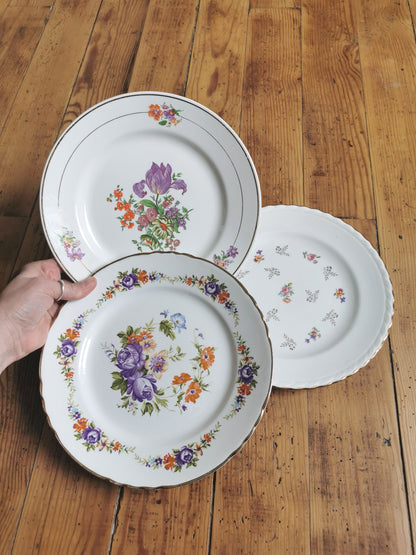 Assiettes plates dépareillées Pompadour