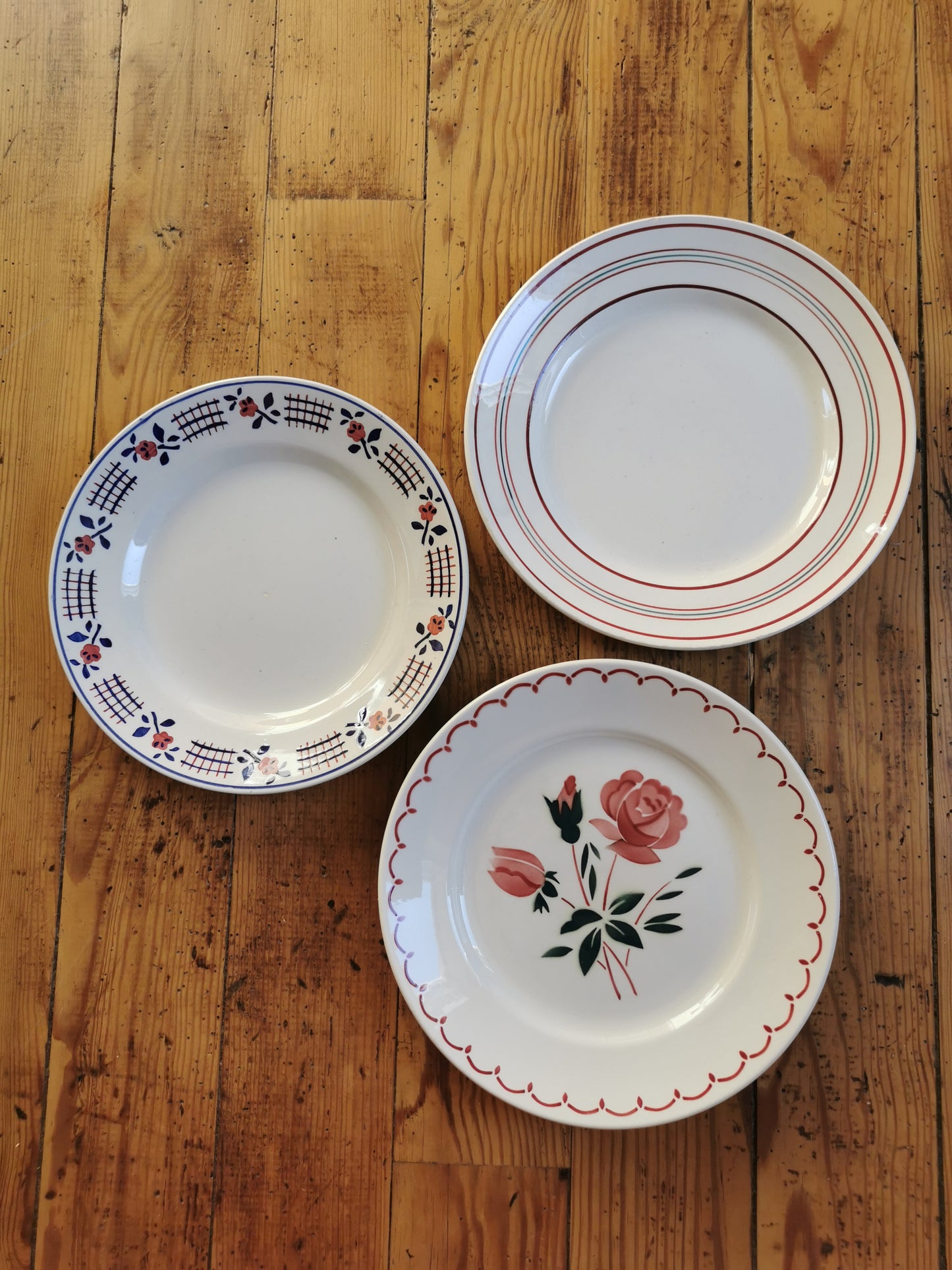 Assiettes plates rétro dépareillées