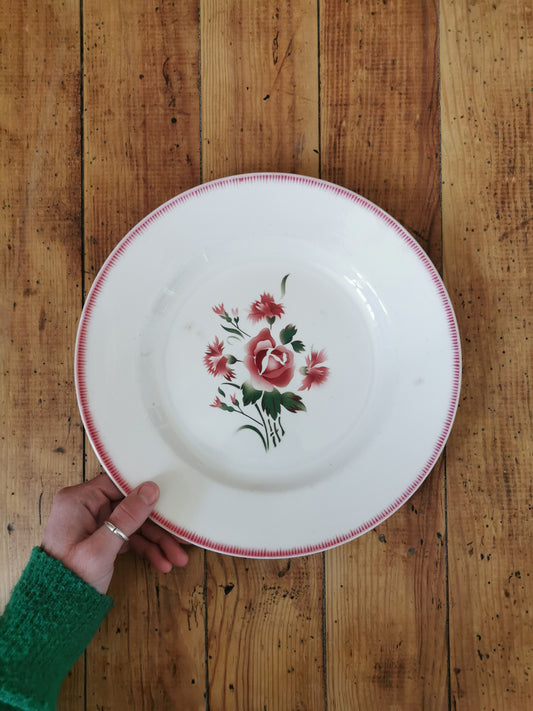 Plat vintage Digoin, Bouquet fleuri