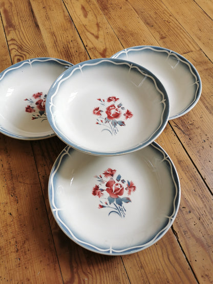 Assiettes calottes Digoin, Nina Rosa