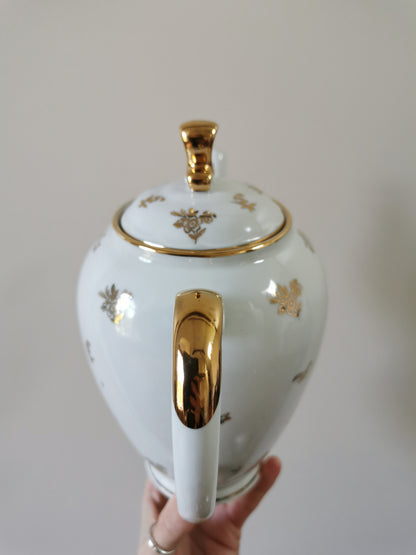 Service à café porcelaine S.F.P, blanc et doré