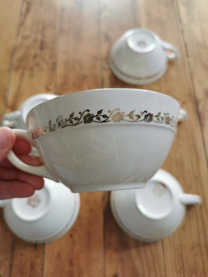 Tasses Moulin des Loups Orchies, blanc et doré