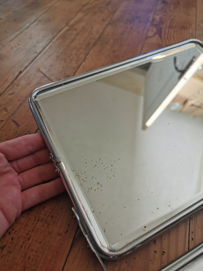 Miroir de barbier triptyque ancien