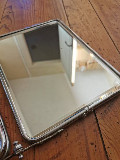Miroir de barbier triptyque ancien