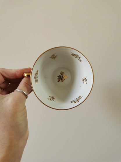 Service à café porcelaine S.F.P, blanc et doré