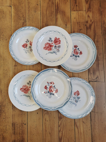 Assiettes plates rétro dépareillées, Digoin