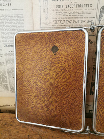 Miroir de barbier triptyque ancien