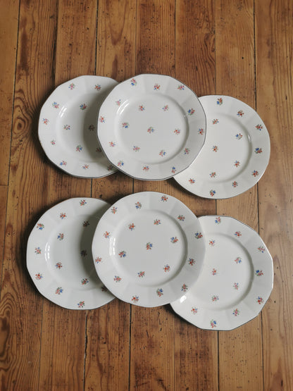 Assiettes plates Digoin fleuries