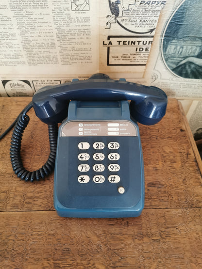 Téléphone vintage Socotel S63 bleu canard