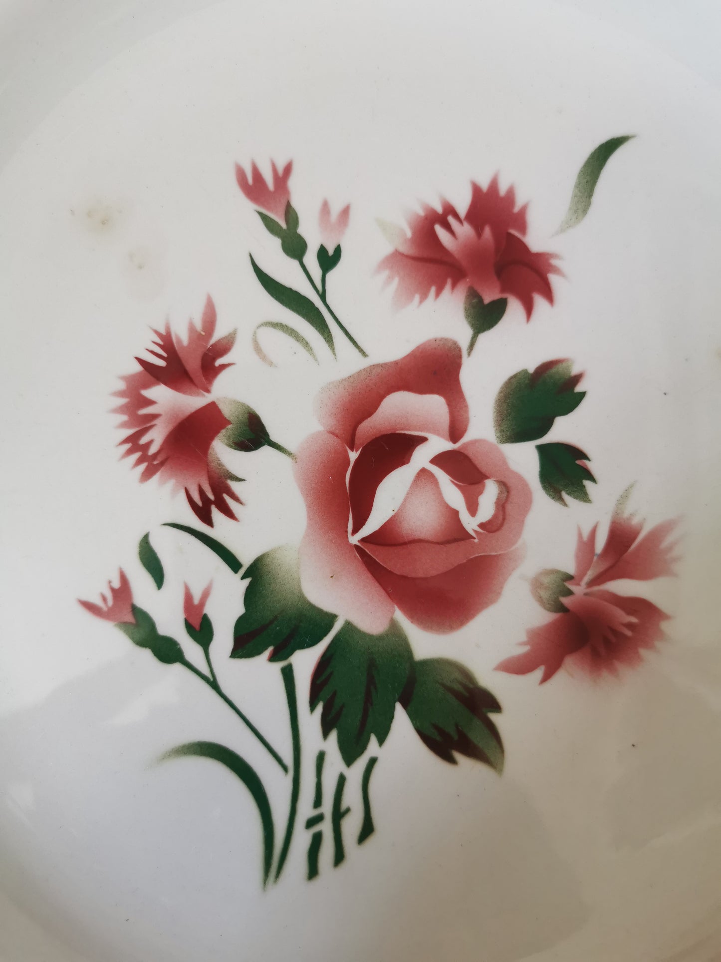 Plat vintage Digoin, Bouquet fleuri