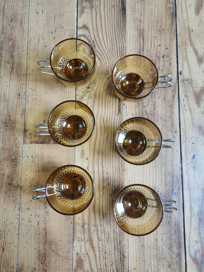 Tasses à café rétro, verre ambré