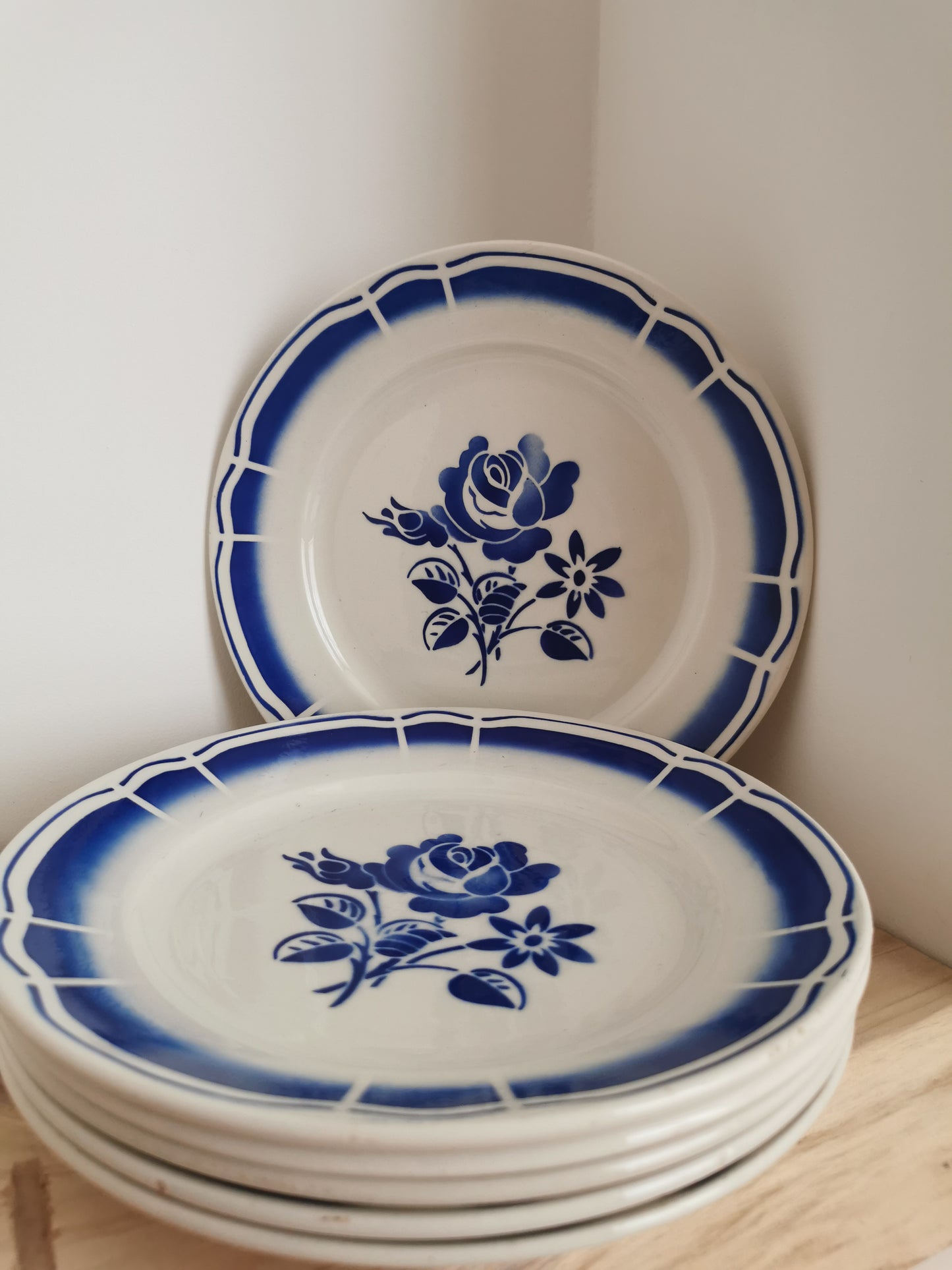 Assiettes plates Badonviller bleues