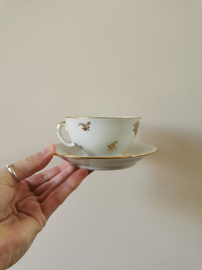 Service à café porcelaine S.F.P, blanc et doré