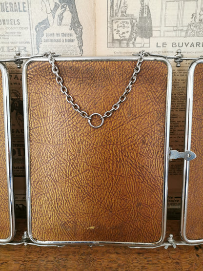 Miroir de barbier triptyque ancien