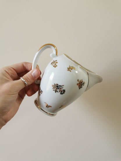 Service à café porcelaine S.F.P, blanc et doré