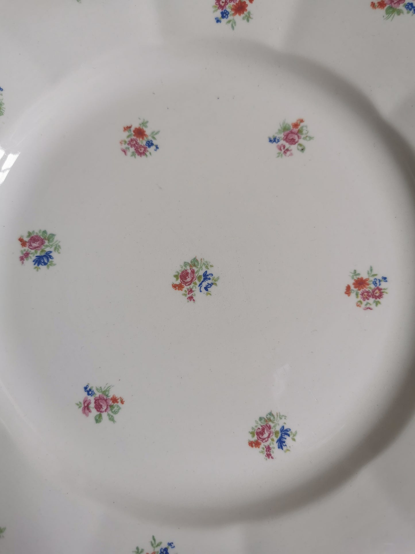 Assiettes plates Digoin fleuries