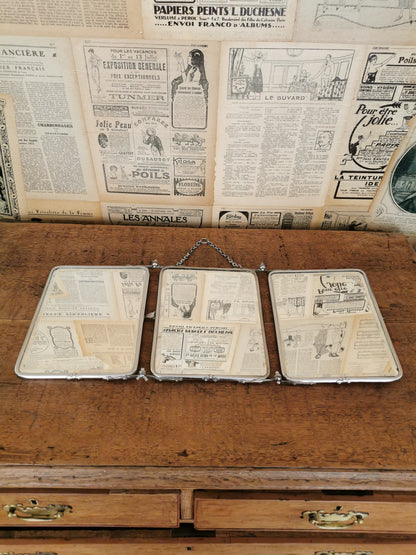 Miroir de barbier triptyque ancien