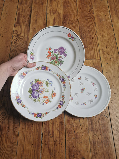 Assiettes plates dépareillées Pompadour