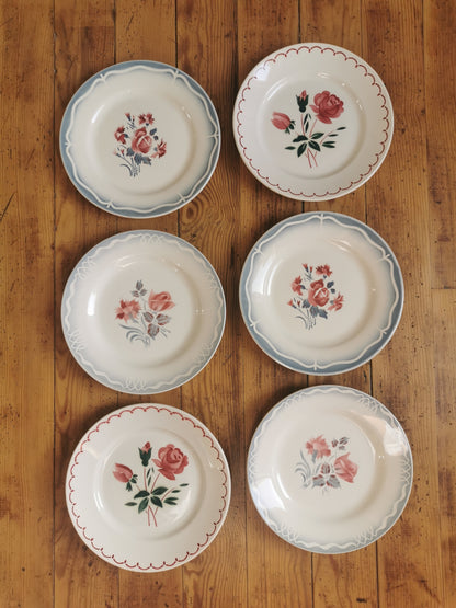 Assiettes plates rétro dépareillées