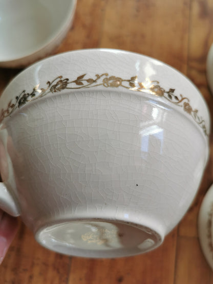 Tasses Moulin des Loups Orchies, blanc et doré