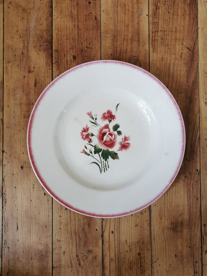 Plat vintage Digoin, Bouquet fleuri