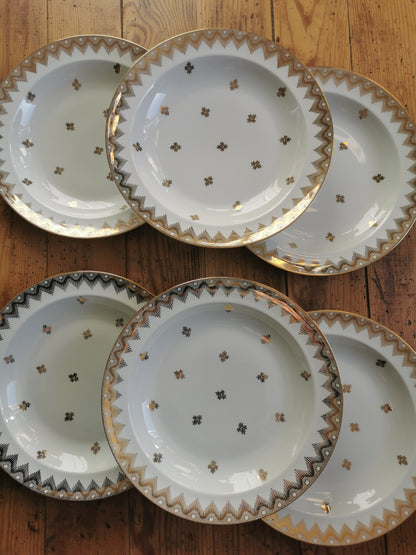 Assiettes creuses porcelaine de Limoges, R. Leclair