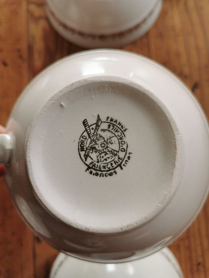 Tasses Moulin des Loups Orchies, blanc et doré