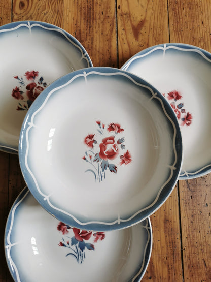 Assiettes calottes Digoin, Nina Rosa