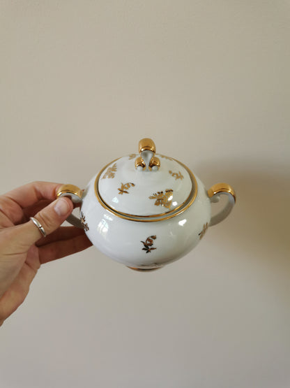 Service à café porcelaine S.F.P, blanc et doré