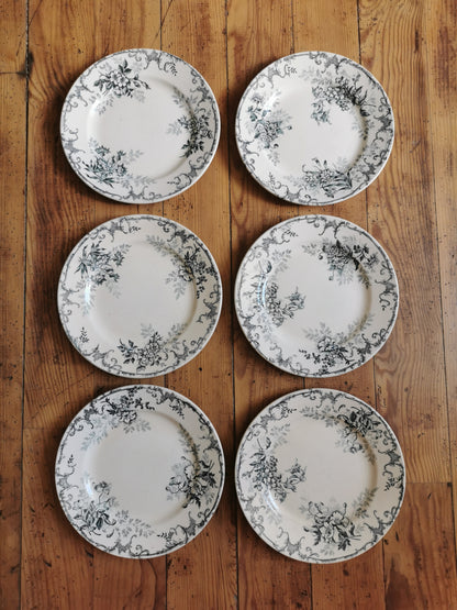 Assiettes à dessert en terre de fer, H.C