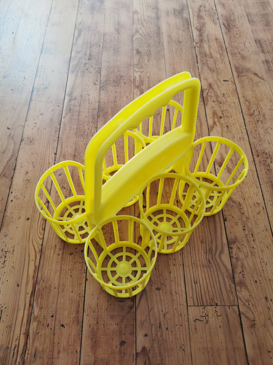 Porte bouteille vintage plastique jaune